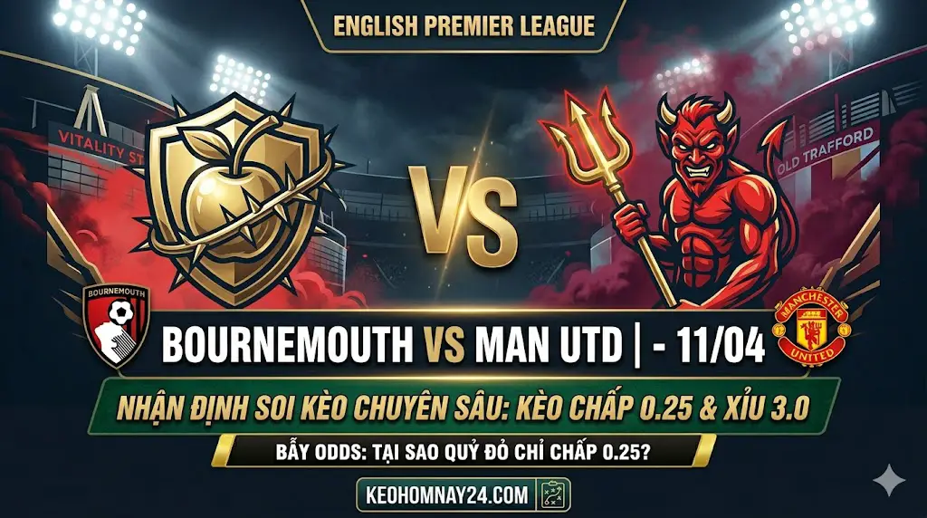 Nhận định Bournemouth vs Man Utd (23h30, 11/4): Quỷ đỏ hay Quỷ lùn?